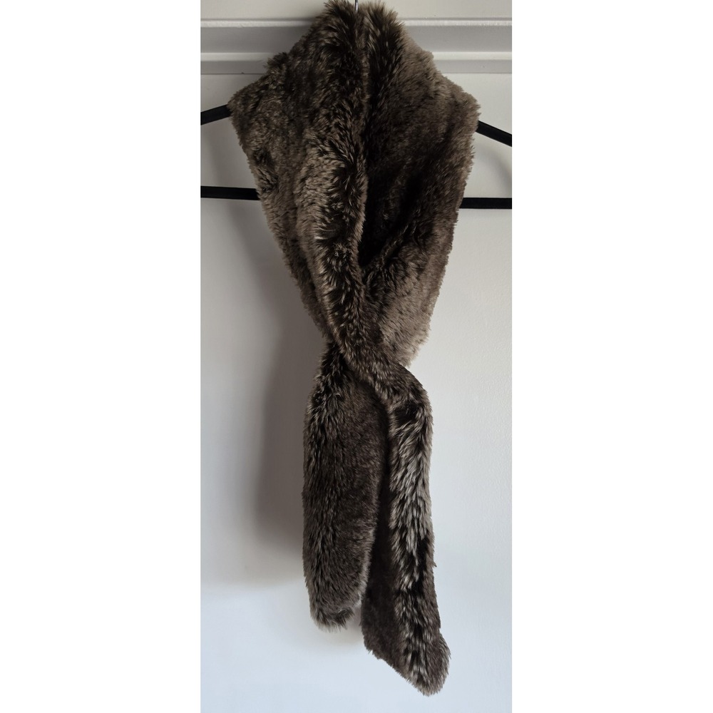 Restoration Hardware Faux Fur Scarf Brown Solid Unisex 55in Classic Wrap Shawl